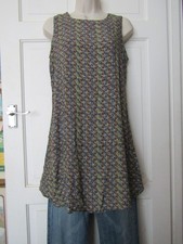 Topshop Geometric Print Sleeveless Viscose Tunic Dress Purple Green UK12