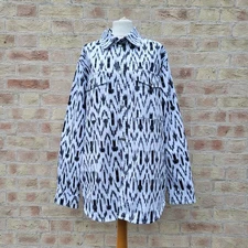 Isabel Marant Jotarick Jacket Shacket Size L White Black Ikat Pattern Oversized