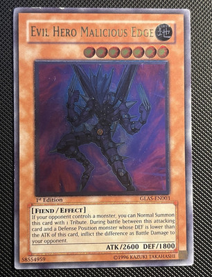 Konami Evil Hero Malicious Edge GLAS-EN003 Ultimate Rare Foil 1st Ed ENG