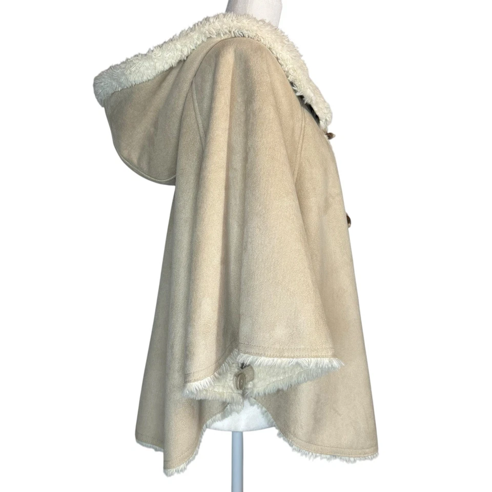 Poncho boho sherpa Y2K Penny Lane L imitación piel de oveja capa con capucha años 2000 Foto 3 de 4