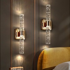 2 Pack 17" French Gold Bubble Crystal Wall Lamp Modern Indoor LED Sconce Fixture