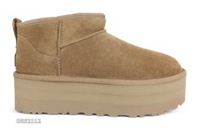 UGG Classic Ultra Mini Platform Chestnut Fur Boots Womens Size 8 NIB 