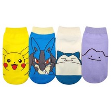 Pokemon CharaQ Character Ax   4-Pair Kids  Socks Set 18  22 cm Japan New