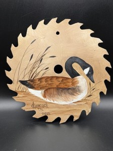 Hand Painted Saw Blade Canada Goose 7.25” Rustic Decor Signed By Artist