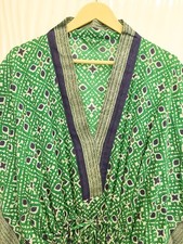 Pure Cotton Kaftan Green Long Caftans Dress Gown Maxi Tunic Woman Robe CFN1240
