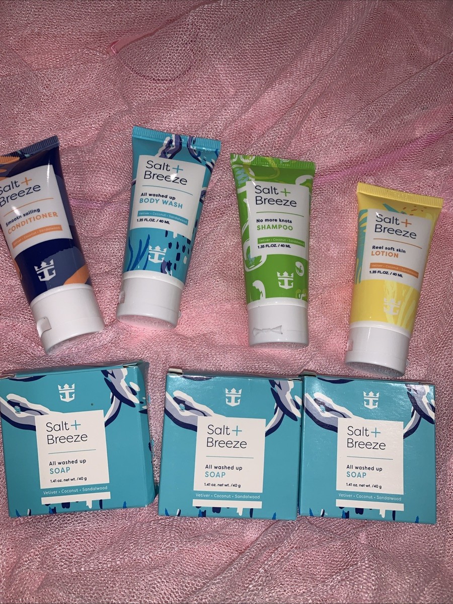 7 Pc Royal Caribbean SALT+BREEZE Toiletry Set Shampoo Cond Body