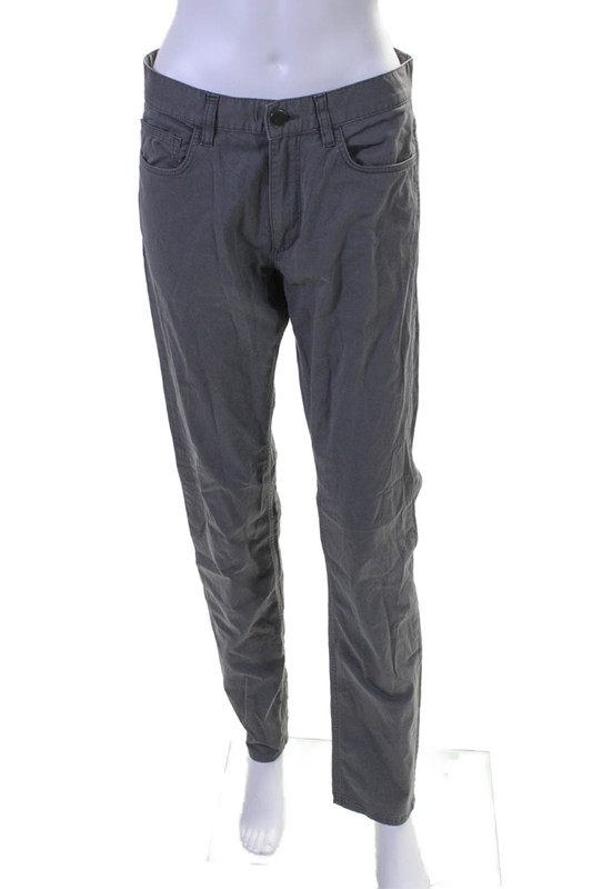 Theory Womens Cotton Zip Button Lined Straight Leg Pants Army Green Size EUR 30