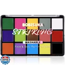 BOBISUKA Face Body Paint, 15 Color Professional Face Painting Palette for Art