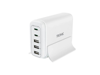 TRONIC USB-Ladestation Ladegerät Powerbank TUL2A1 30W 2x USB-C 3x USB-A Weiss