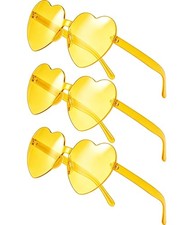 3 Pair Heart Shaped Sunglasses for , Yellow Heart Glasses, Heart Sunglasses, ...