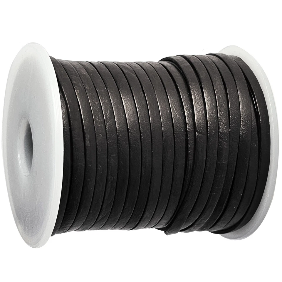 ESNADO Flaches Lederband | Farbe: Schwarz | 3 x 1 mm | Lederriemen | Länge: wählbar