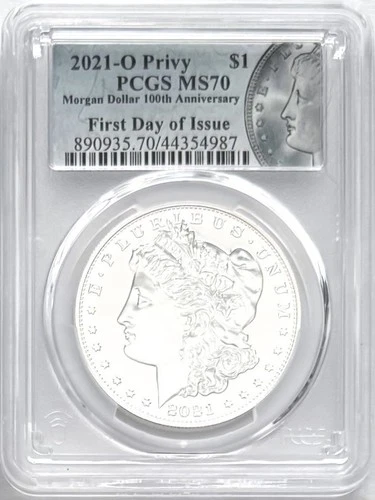2021 O SILVER MORGAN DOLLAR NEW ORLEANS PRIVY MARK FIRST DAY OF ISSUE PCGS MS70