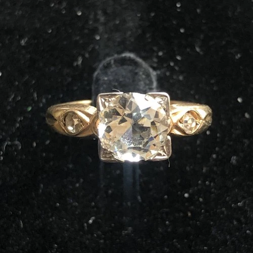vintage engagement ring mid century 12kt gold filled over 925 with crystal