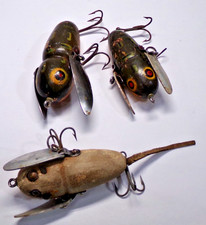 Lot of 3 Vintage Heddon CRAZY CRAWLERS - 2 frogs and 1 Mouse