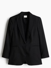H&M Linen Blazer Jacket Black, Medium