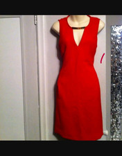 Michael Michael Kors Red A-Line Knee Length Dress V-Neck Sleeveless Size 6
