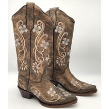 Circle G by Corral Womens Floral Embroidered Snip Toe Western Boots Size 5.5
