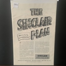 Vintage 1951 Sinclair The Sinclair Plan What' in it for you and Ad Advertisement