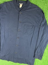 Vintage 90s Issey Miyake Long Sleeve Cotton  Collarless  Medium Blue Shirt Japan
