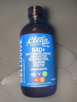 Clean Nutra NAD+ Resveratrol Taurine Fisetin Anti-Aging Liquid Drops 4oz 7/27