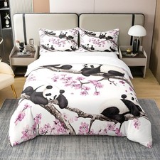 Lovely Panda 100% Cotton Comforter Cover Twin,Cherry Blossom Floral Bedding S...