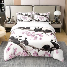 Lovely Panda 100% Cotton Comforter Cover Twin,Cherry Blossom Floral Bedding S...