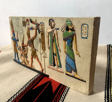 Hieroglyphic tableaux replica, painted stoneware. 