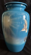 Adult Aluminum Cremation Urn for Ashes - Sky Blue with White Dove