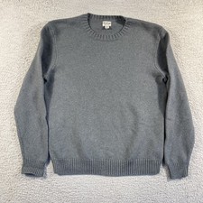 J Crew Sweater Mens Large Gray Basket Stitch Cotton Crew Neck Pullover Preppy