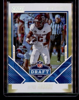 2023 Score #19 De'Von Achane NFL Draft Gold Zone #/50 rookie A9