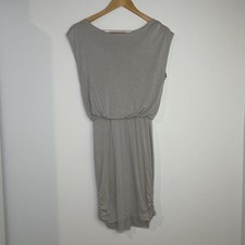 Alice + Olivia Base Dress Sheath Knee Length Open Back Gray Cream Size Small