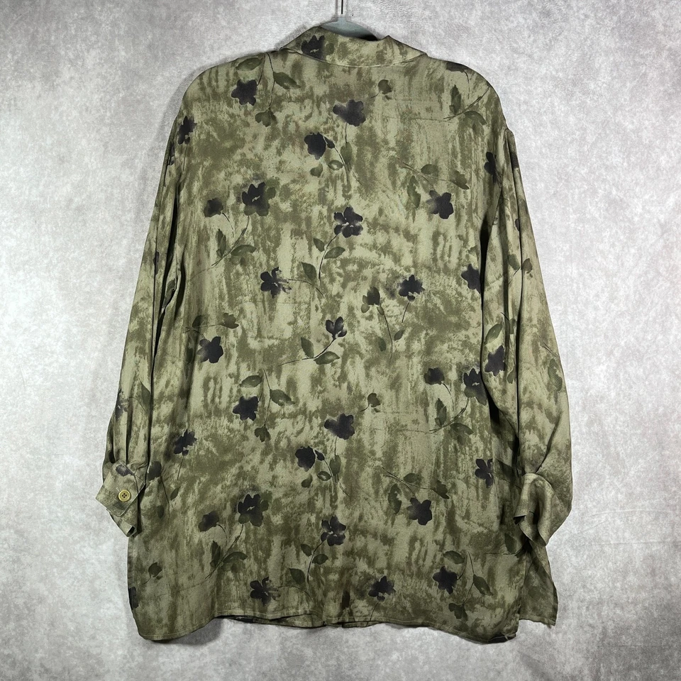 Conjunto de camiseta sin mangas Finity Naturals para mujer 1X verde estampado floral seda vacaciones Foto 4 de 4