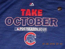 NWT Chicago Cubs Baseball Hoodie 2015 Playoffs Take October XL NOS Awesome Pattn