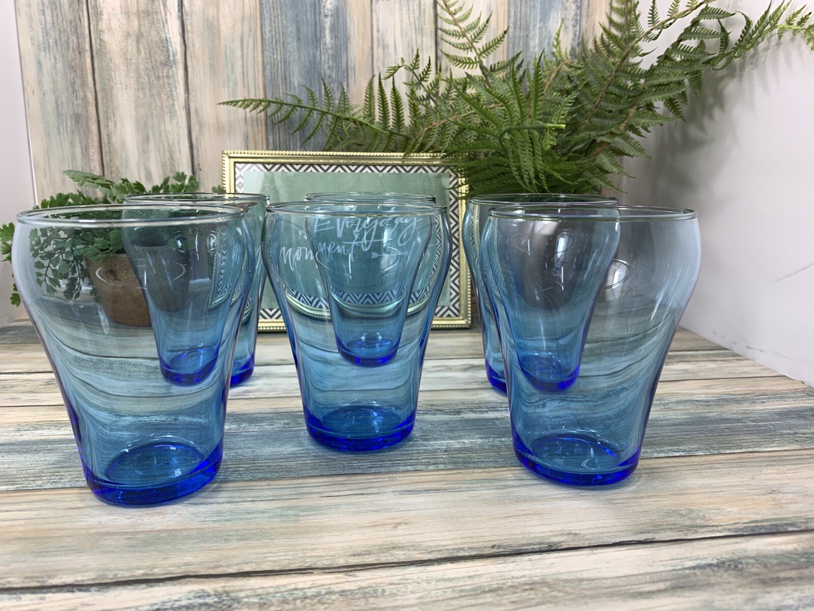 6 Ikea Torstig Blue Glasses Juice Flared Ice Blue Light Blue eBay