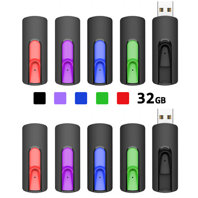 Kootion USB 2.0 32GB 10PCS Retractable Style Flash Drive Memory Stick Multicolor