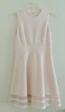 calvin klein sleeveless dress with lace hem, blush, PXS