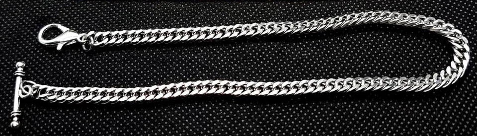Custom Made 12 Inches Long  T. Bar End 5 mm Pocket Watch Chain  - Image 2 of 2