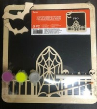 DARICE UNFINISHED WOOD CHALKBOARD SIGN 9 X 10 HALLOWEEN THEME 6 PC