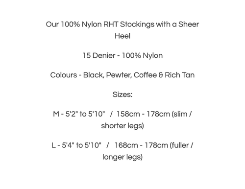 NYLONZ - 100% Nylon Authentic RHT Sheer Heel Stockings - Picture 2 of 6