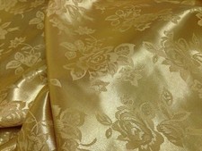 Gold brocade Jacquard fabric dress runner Satin Floral 58" wide per yard