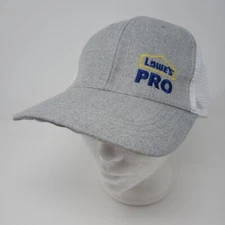 Lowes Pro Gray White Mesh Adjustable Snap Trucker Hat Cap