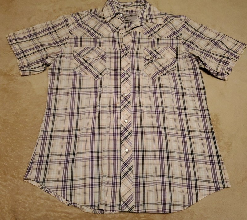 Wrangler Rancher mens button shirt MEDIUM Pearl snap buttons w/ pockets