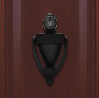  Door Knocker & Viewer, 9/16 in.  220-Degree View Angle (5-1/2'' Height, Black)