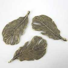 2pcs 48 24mm Antiqued Bronze Color Feather Desgin Charm Pendants G0240