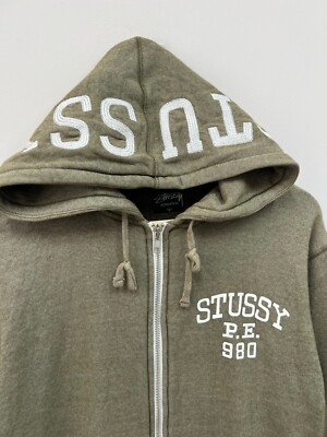 Vintage STUSSY Big Logo Hood Zip Hoodie Mens Size L | eBay