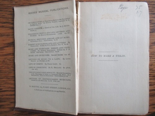 1887 The Violin How to Make It by John Broadhouse Illustrated FREE SHIPPING - Foto 4 di 8