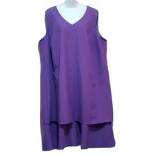 ROAMAN’S Dress Size 26W Purple Lined Sleeveless Layered Midi Shift