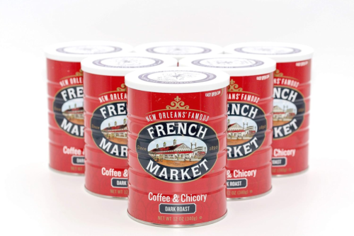 Coffee, Coffee and Chicory, Dark Roast Ground Coffee, 12 Ounce Metal Can (Pack o