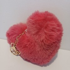 PINK HEART PLUSH KEYCHAIN PURSE CLIP BACKPACK CLIP