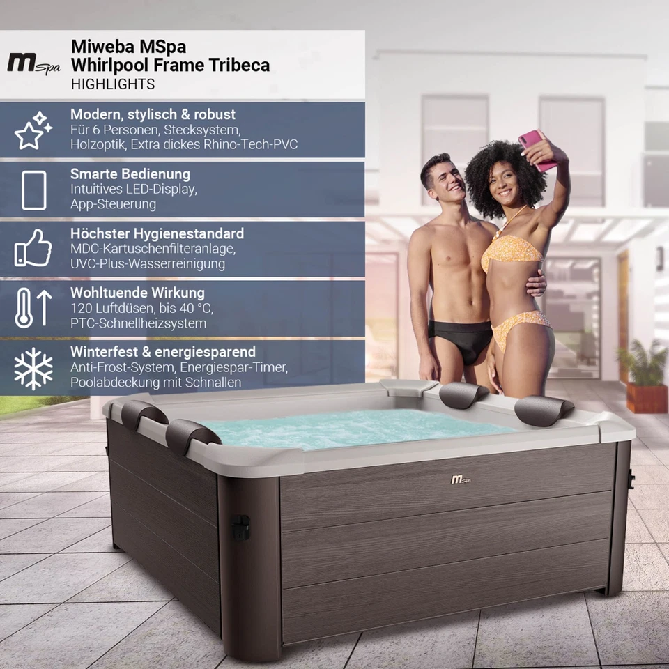 MSpa Whirlpool Frame Tribeca App Steuerung Whirl Pool Holzoptik 6 Personen - Bild 2 von 4